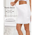 Miniatyrbillede 3 af 7: Satin Halv Slip til Kvinder til Under Kjoler Underskørt med Blonder white XL