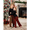 Pikkukuva 5 / 6: Tyttöjen pitkät pyjamahousut, ruudullinen pehmeä lounge-pyjama, taskuilla Red green grid 110