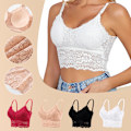 Miniatyrbild 2 av 5: Plus Size Justerbar Spets Braletter för Kvinnor Bralette Vadderad Spets Bandeau BH Apricot M