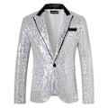 Miniatyrbilde 1 av 3: Menn's Sequin Blazer Dress One Button Slim Fit Menn's Sequin Jakke silver L