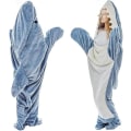 Miniatyrbild 1 av 7: Haj-filt Hoodie för Vuxna, Super Mjuk och Mysig Flanell Hoodie blue M
