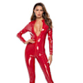 Miniatyrbillede 3 af 6: Dame Latex Catsuit Patent Læder Bodysuit Metallic Jumpsuit red 3XL