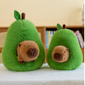 Miniatyrbillede 7 af 11: Capybara i Avocado Plushie Blød Fuzzy Skjul i Plys Kastpude 46cm