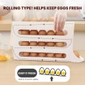 Miniatyrbilde 5 av 6: 4-etasjers eggestativ eggestativ for kjøleskap, Automatisk rullende eggbrett Oppbevaring 30 eggbeholder Transparent 2 Pcs