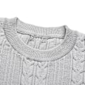 Miniatyrbild 4 av 8: Kvinnors Crewneck Stickad Tröja Klänning Långärmad Midiklänning med Bälte grey M