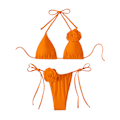 Miniatyrbild 1 av 5: Dam 2-delad 3D Ros Bikini Baddräkt Hög Midja Badkläder Strandkläder Orange M
