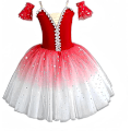 Miniatyrbillede 1 af 4: Balletskørte til Piger, Danseskørte, Stram Balletkjole red 110