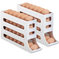 Miniatyrbilde 2 av 6: 2 stk Eggholder til kjøleskap, Eggdispenser Automatisk Rullende Eggbrett Oppbevaring 30 egg White 2PCS