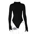 Miniatyrbilde 6 av 7: Kvinners Langarmet Bodysuit med Nedfellbar Krage black S