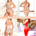 Miniatyrbilde 4 av 5: Shapewear for Kvinner Magekontroll Thong Bodysuit V-Hals Blondering Kroppsshaper Kompresjon White M