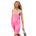 Miniatyrbilde 2 av 5: Sommerkjole for kvinner, avslappet, uten ermer, løs jumpsuit pink S