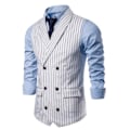 Pikkukuva 2 / 4: Miesten Liivit Raidollinen Ruutuinen Puku Liivi Miesten Rento Kaksoisrintainen Gilet white XL