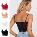 Pikkukuva 3 / 5: Plus Size Säädettävät Pitsi-Rintaliivit Naisille Bralette Pehmustetut Pitsi-Bandeau-Rintaliivit Apricot M