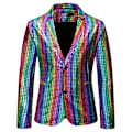 Miniatyrbilde 1 av 7: Menn Metallisk Jakke Blazer 70-talls Disco Party Sportjakke colorful S
