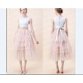Miniatyrbilde 5 av 8: Tierdelt lagdelt mesh ballett ballkjole tyll tutu A-linje midi-skjørt for kvinner pink S