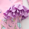Miniatyrbilde 4 av 7: Jente-badeantrekk med lang erme, mermaid-design og rynker, UV-beskyttelse Color 2 4XL