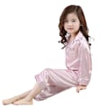 Miniatyrbild 3 av 6: Pyjamas långärmad set för barn, knapp-up siden pyjamas sovkläder set pink 130cm