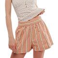 Miniatyrbild 1 av 5: Randiga Boxer Shorts för Kvinnor, Elastisk Hög Midja, Pyjamasbyxor, Y2K Shorts, Nattkläder Orange M