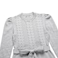 Miniatyrbild 3 av 8: Kvinnors Crewneck Stickad Tröja Klänning Långärmad Midiklänning med Bälte grey XL