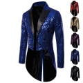 Pikkukuva 1 / 2: Miesten Sekvenssitaittotakki Swallowtail Puku Takki Juhla Show Tuxedo Pukeutumistakki Blazer blue XL