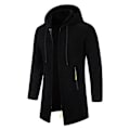 Miniatyrbild 2 av 4: Herrar Stickad Tröja Snygg Medellång Huva Dragkedja Cardigan black 2XL