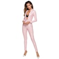 Miniatyrbillede 3 af 7: Dame Latex Catsuit Patent Læder Bodysuit Metallic Jumpsuit pink 4XL