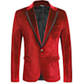 Miniatyrbilde 1 av 3: Fløyelsblazer Slank Passform Dressjakke Menn Kostyme Formelle Kveldsantrekk red M