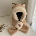 Miniatyrbilde 2 av 5: Plush Hettegenser-Hatt Kostymehatter, Dyr Hatt Vinterhatt Halsduksett khaki