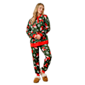 Pikkukuva 1 / 7: Naisten Joulupukki-Raidallinen Joulupyjamasetti, Joulupyjamasetti green XL