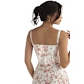 Miniatyrbilde 5 av 6: Sommerkjole for kvinner, Boho-stil, blomstermønster, firkantet hals, stropper, svingende white M