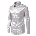 Pikkukuva 1 / 4: Miesten Kiiltävä Slim Fit Satiini Pitkähihainen Paita light grey XXL