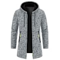Miniatyrbild 1 av 4: Herrar Stickad Tröja Snygg Medellång Huva Dragkedja Cardigan grey 3XL