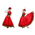 Pikkukuva 5 / 6: Tyttöjen Espanjalainen Flamenco-Härkätaisteluasu, Iso Heilahtava Mekko red 140