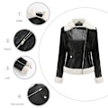 Miniatyrbillede 5 af 10: Læder Sherpa Jakke Kvinder, Lammeskind Shearling Jakker black 2XL