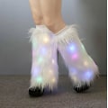 Miniatyrbild 3 av 6: Imitationspäls Legwarmers för Kvinnor Sexig Päls Lyser Upp Leggings Jul Kostym 25CM
