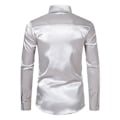 Pikkukuva 2 / 4: Miesten Kiiltävä Slim Fit Satiini Pitkähihainen Paita light grey S