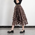 Miniatyrbilde 2 av 3: Tullskjørt for kvinner 3D Polka Dot Mesh Flytende A-Line Midi Skjørt brown