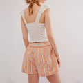 Miniatyrbild 3 av 5: Randiga Boxer Shorts för Kvinnor, Elastisk Hög Midja, Pyjamasbyxor, Y2K Shorts, Nattkläder Orange M