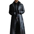 Miniatyrbillede 1 af 2: Herre Trenchcoat Fuld Længde Kunstlæder Lang Frakke black XL
