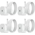 4-pak, iPhone Oplader, Hurtig Oplader, Adapter + 2m Kabel 20W Lightning Hvid, 4-pak, Lightning 4-Pack Lightning