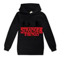 Miniatyrbillede 1 af 5: Stranger Things Hættetrøje Sweatshirt Pullover Udendørs Sort 150cm til Drenge, Sort, Størrelse 150cm Black 150cm