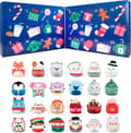 Micromallows Squishmallows 24-dages Julekalender, Sødt Mini Plyslegetøj Nedtællingssæt, Blåt Tema (PCV) blue