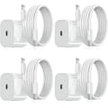 Laddare för iPhone, snabbladdare, adapter + kabel 20W USB-C, vit, 4-pack iPhone White 4-Pack iPhone