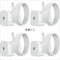 4-pakning iPhone-lader, hurtiglader, adapter + 2-meters kabel 20W USB-C hvit iPhone, 4-pakning, USB-C 4-Pack USB-C