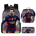 3-pak fodboldstjerne Lionel Messi rygsæk studerende skoletaske M rygsæk M backpack