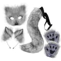 Grå ræveører og halesæt med potehandsker til Halloween Cosplay[JSR], Grå grey