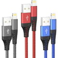 iPhone-laddningskabel, Lightning-kabel 3-pack 2M iPhone-laddare flätad kompatibel med iPhone 12/11/Pro/Xs Max/X/8/7/Plus/6S/6/SE/5S iPad och mer