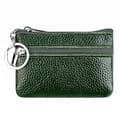 Nyckelmyntväska i läder med dragkedja Dark Green