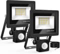 20W Utomhus LED Strålkastare med Rörelsesensor, 24 LED, IP65 Vattentät, 6500K, 220V Spotlight (2-pack)