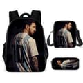 3-pak fodboldstjerne Lionel Messi rygsæk studerende skoletaske S rygsæk S backpack